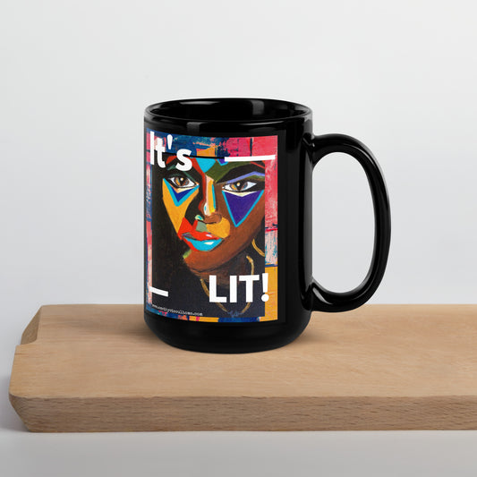 It's Lit Black Glossy Mug