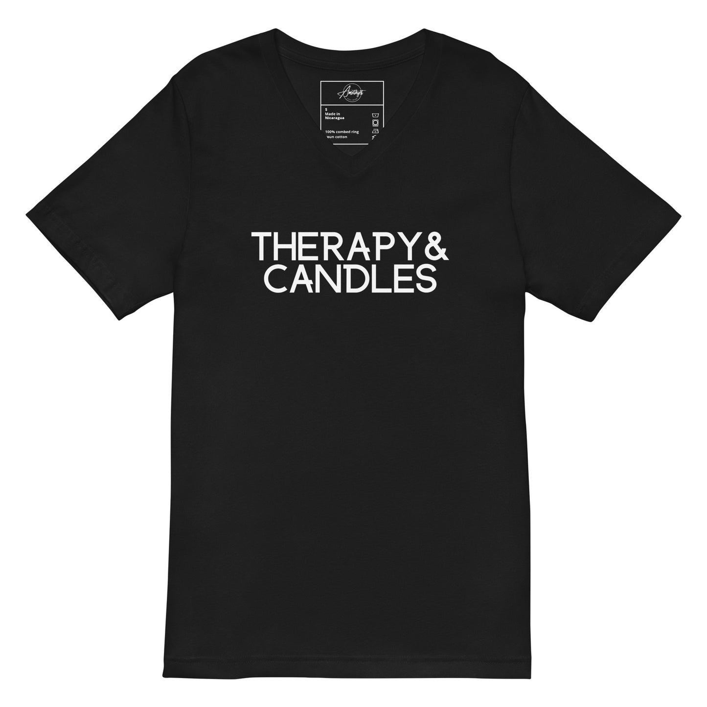 Therapy + Candles Unisex Short Sleeve V-Neck T-Shirt